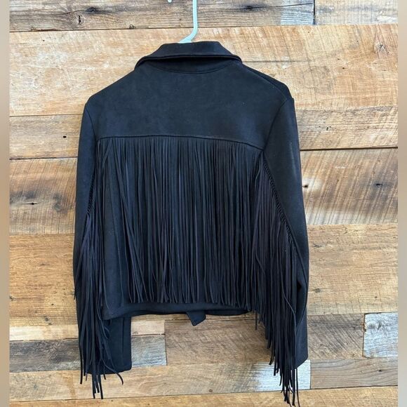 SHEIN Zip Up Fringe Trim Jacket sz 2 XS - Picture 5 of 15